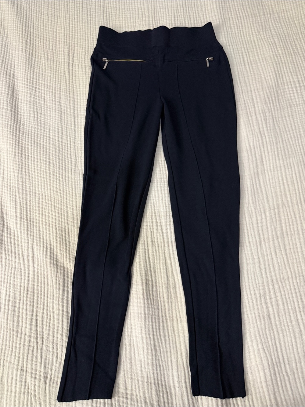 Zara Black Skinny Ponte Pants with Zip Accents
